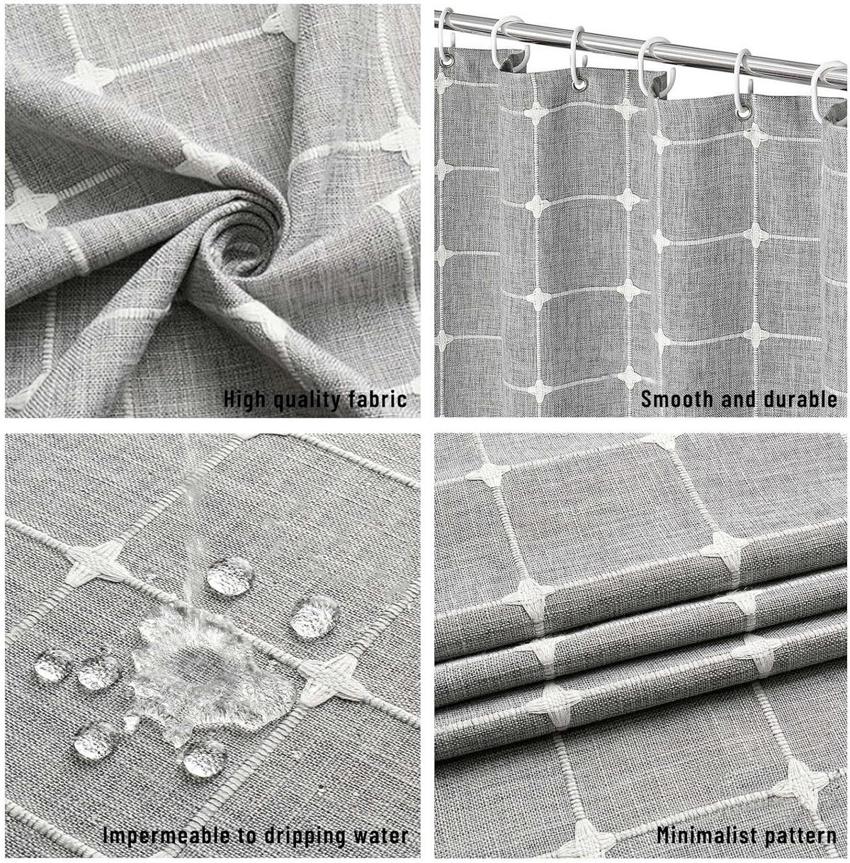 DUSCHVORHANG Grau Boho gestreift rustikal Polyester 180 x 180 cm Badezimmer - Grau, Textil (180/180cm) - MCBOSON