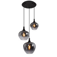 HÄNGELEUCHTE Metall Rauchfarben 3-flammig - Schwarz, Glas (48/48/120cm) - Globo Lighting