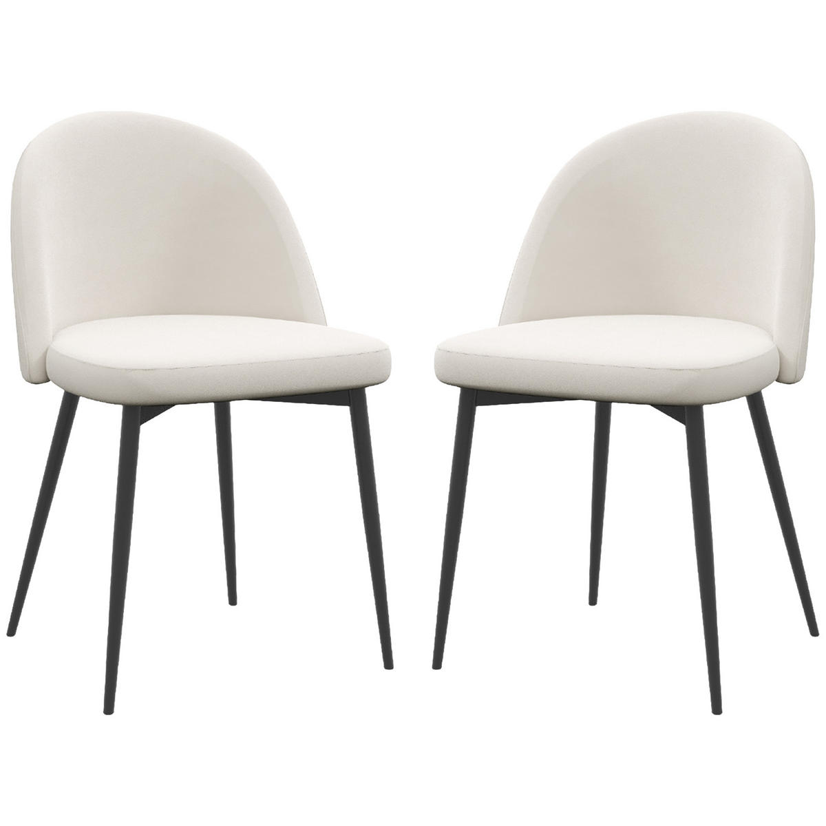 ESSZIMMERSTÜHLE 2er-Set DE-13251 Skandinavisch & Veloursbezug - Creme, Metall (50/77/49cm) - ComfortXL