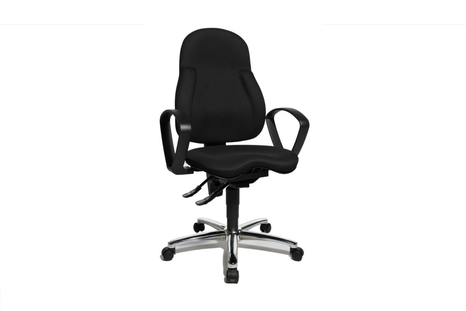 BÜROSTUHL TINO Schwarz Kunststoff Höhenverstellbar - Silberfarben/Schwarz, Kunststoff/Metall (64/104/64cm) - KAWOLA
