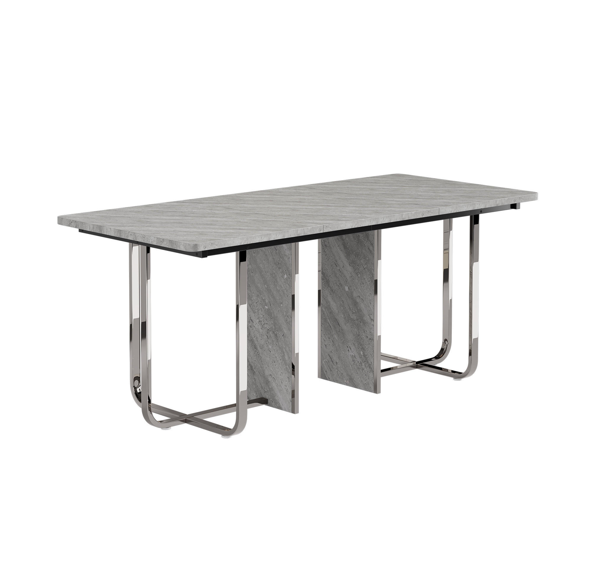 ESSTISCH 180/80/75 cm für 6-8 Personen mit MDF-Tischplatte und Metallbeinen, Grau/Silber - Grau, Holzwerkstoff (180/80/75cm) - Redom