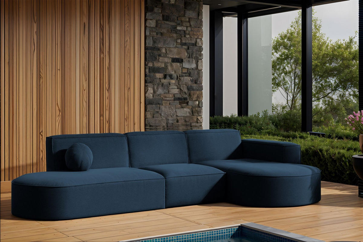 ECKSOFA Sunday - Blau, Holzwerkstoff (296/78/165cm) - Fun Möbel