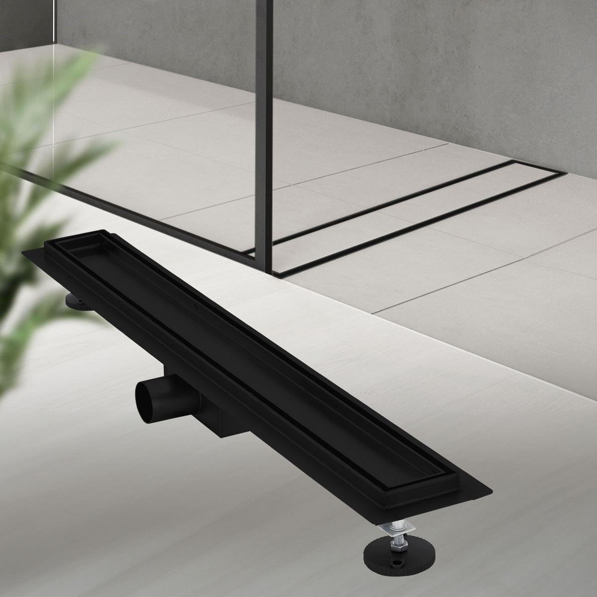 DUSCHRINNE 70cm - Schwarz, Metall (13.9/7.8/74cm) - LuxeBath