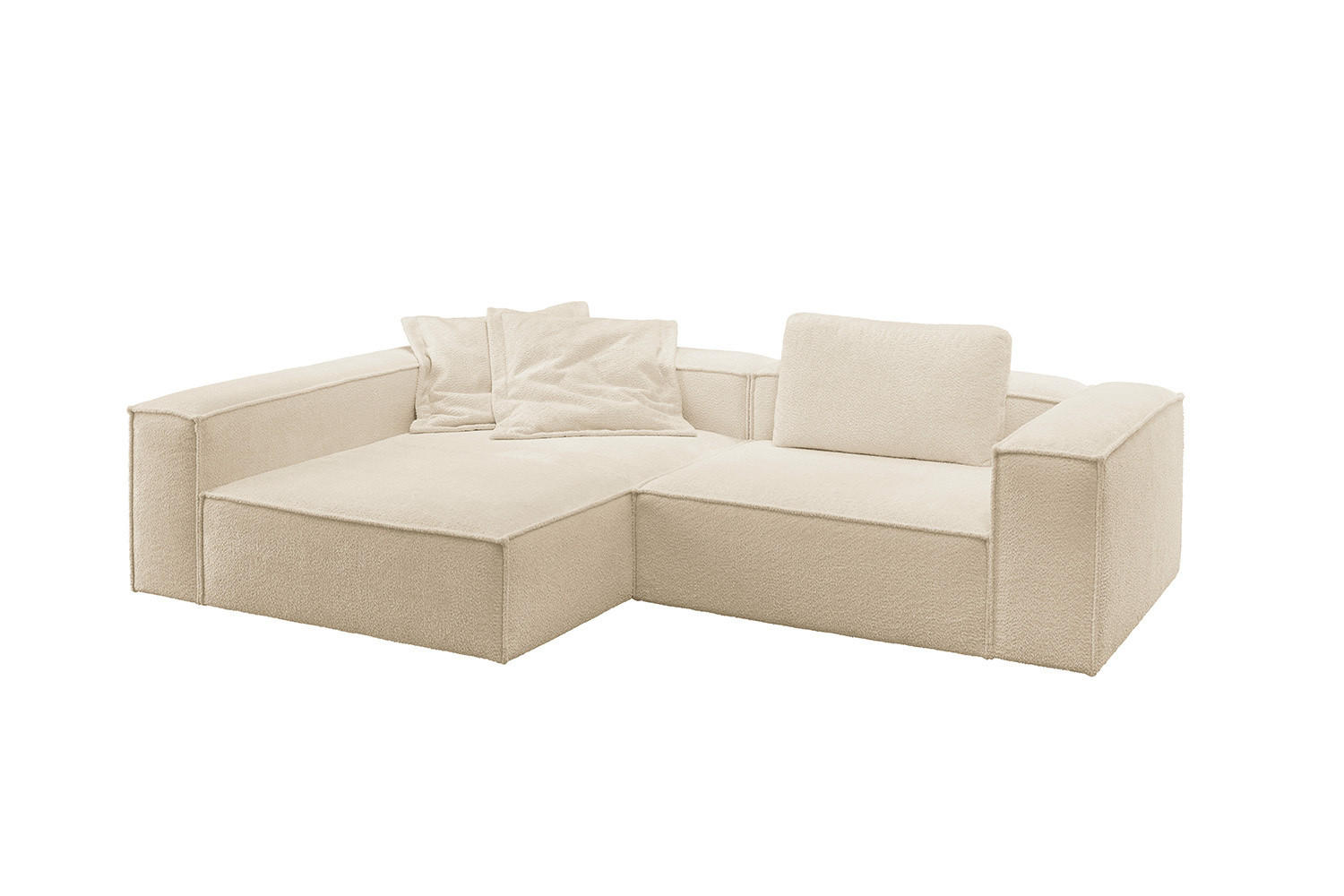 ECKSOFA CARMO Beige Flachgewebe - Beige/Schwarz, Kunststoff/Textil (306/191cm) - KAWOLA