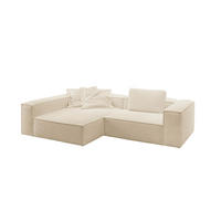 ECKSOFA CARMO Beige Flachgewebe - Beige/Schwarz, Kunststoff/Textil (306/191cm) - KAWOLA