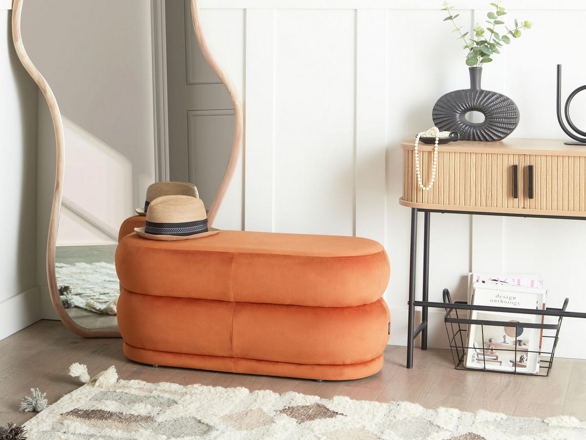 BANK Orange Ellendale - Orange, Textil (90/40/41cm) - Beliani