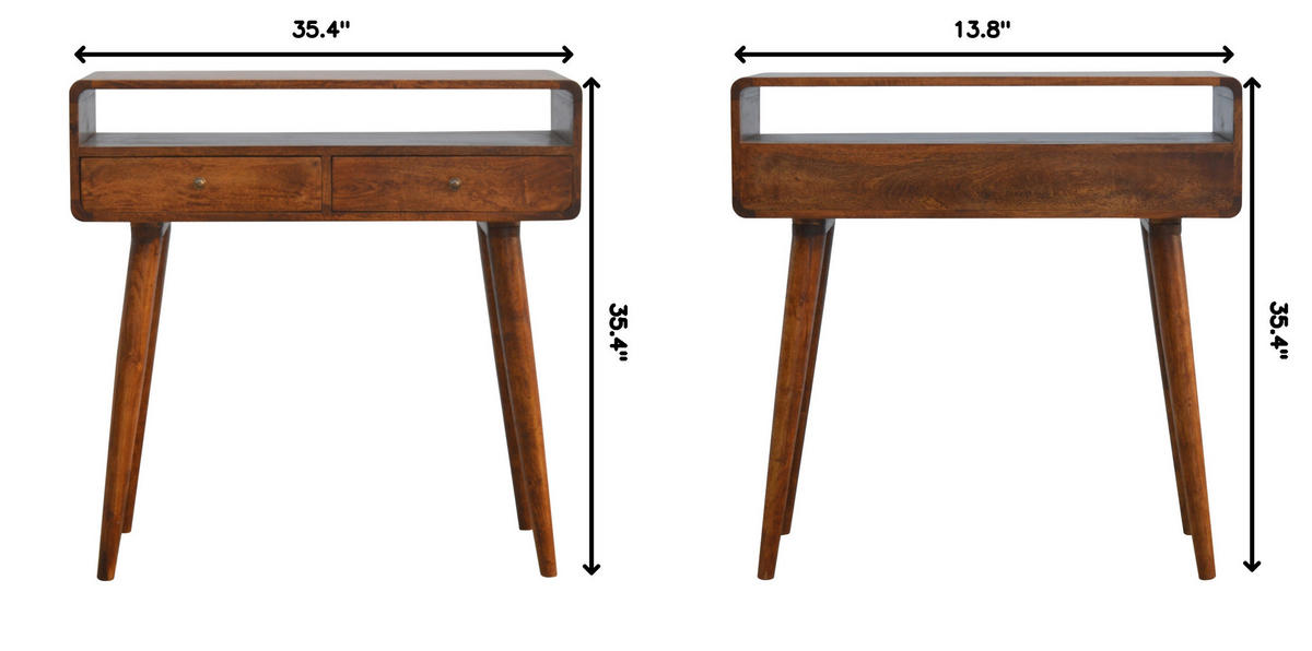 KONSOLENTISCH im Kastanienholz-Finish - Messingfarben/Braun, Holz/Metall (35/90/90cm) - Artisan Furniture