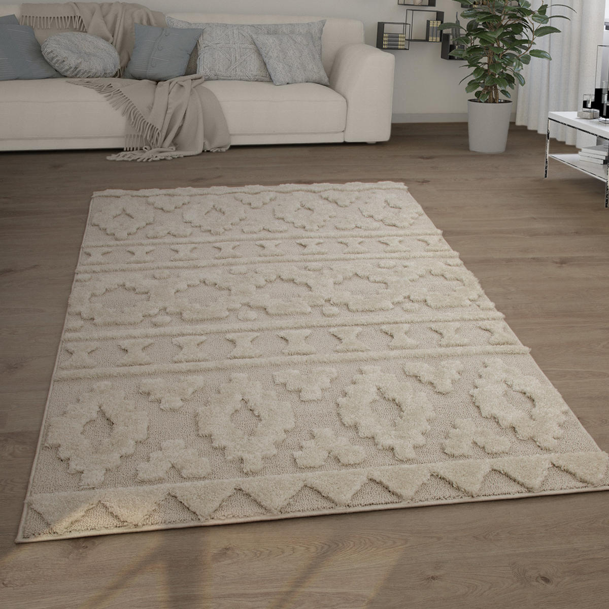HOCHFLORTEPPICH 200/280 cm Genua 744 - Creme, Textil (200/280cm) - Paco Home