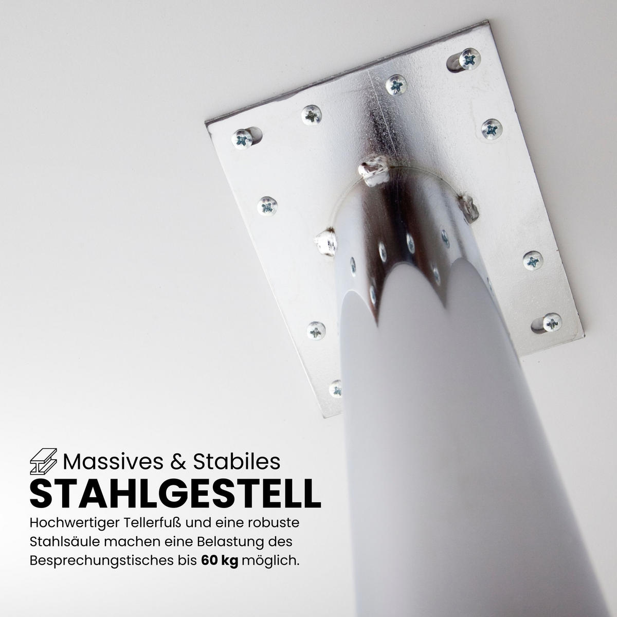 PAUSENTISCH klein STF 80/80/74,5 cm in Wildeiche/Silberfarben - Wildeiche/Silberfarben, Holzwerkstoff (80/80/74.5cm) - bümö