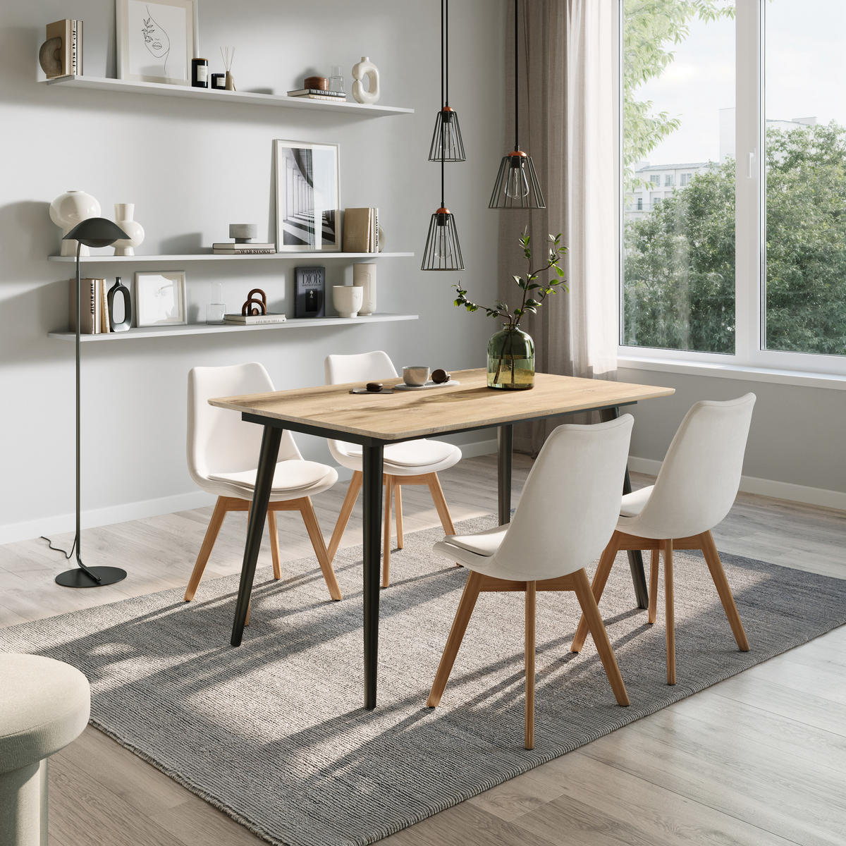 ESSTISCH ausziehbar von 120 bis 160 cm in Eiche hell - Hellbraun, Holzwerkstoff (80/120/75cm) - Home Collective