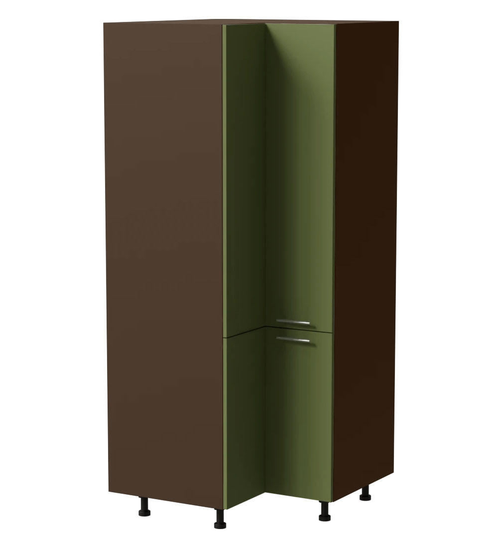 ECKVORRATSSCHRANK Brerra D24N/207 Lava / RAL 6025 farngrün Matt 90 / 90 / 207cm - Dunkelgrau/Grün, Holz/Holzwerkstoff (90/207/90cm) - Feldmann-Wohnen