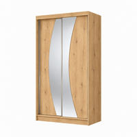 KLEIDERSCHRANK Nox 120 cm Artisan Spiegel 2 Schubladen Griffe silber - Eiche Artisan, Holzwerkstoff (120/216/61cm) - KS Home Concept