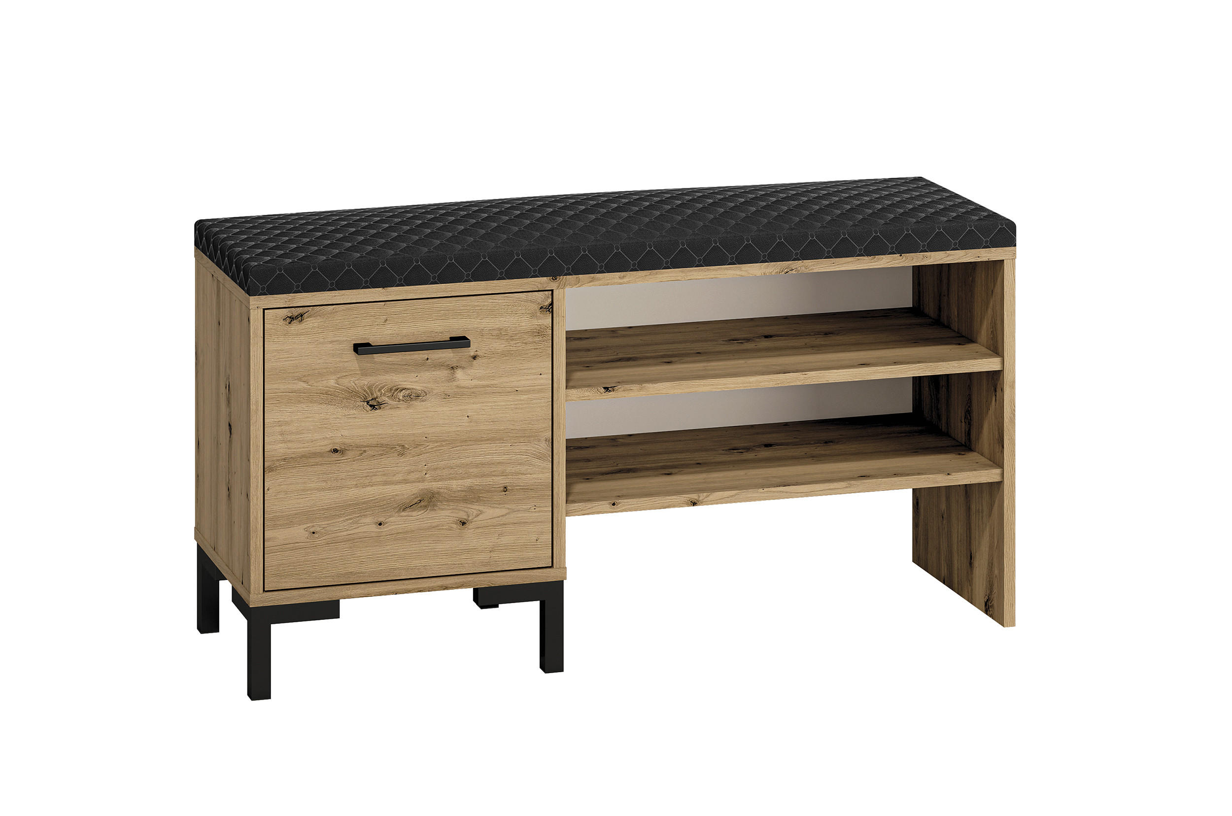 SITZBANK Nevio Artisan Eiche / schwarz 105 / 34 / 55cm - Schwarz/Eiche Artisan, Holz/Holzwerkstoff (105/55/34cm) - Feldmann-Wohnen