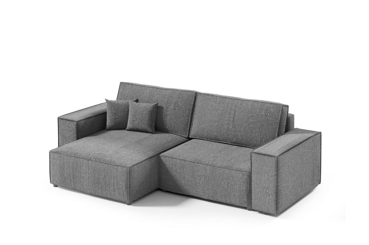 ECKSOFA mit Schlaffunktion Grau Anthrazit - Dunkelgrau, Textil (257/148cm) - Furnisell