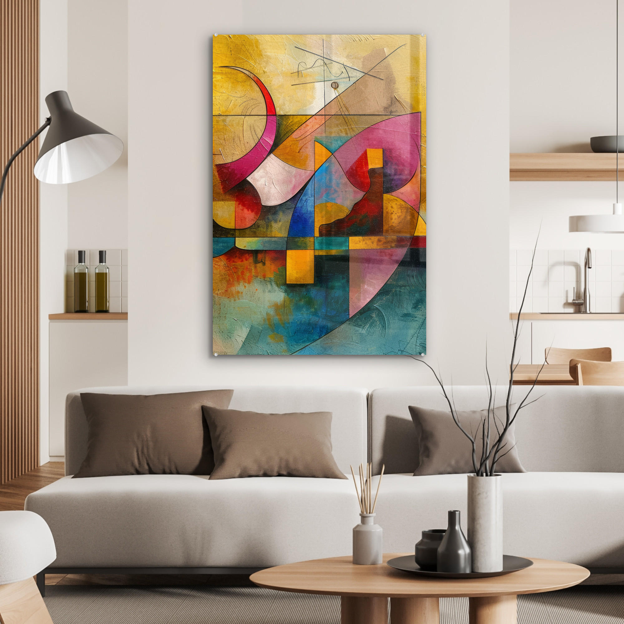 ACRYLGLASBILD Kunst - Abstrakt - Modern 60x90 cm - Gelb, Glas (60/90cm) - MuchoWow