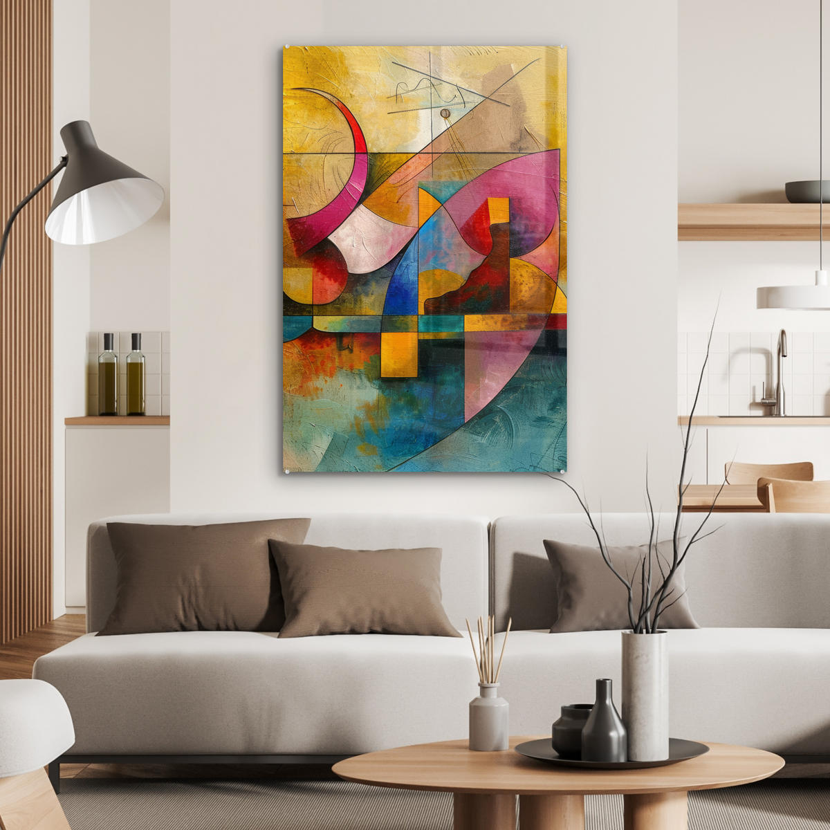 ACRYLGLASBILD Kunst - Abstrakt - Modern 60x90 cm - Gelb, Glas (60/90cm) - MuchoWow