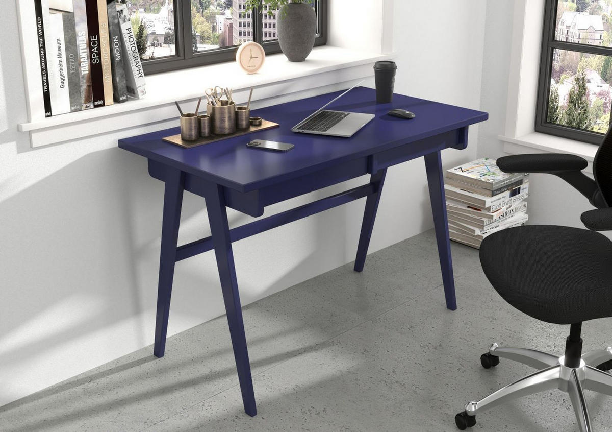 SCHREIBTISCH Edda, 120/65/75 cm in Marineblau, Buchenholz - Dunkelblau, Holz/Buchenholz (65/120/75.5cm) - Visby