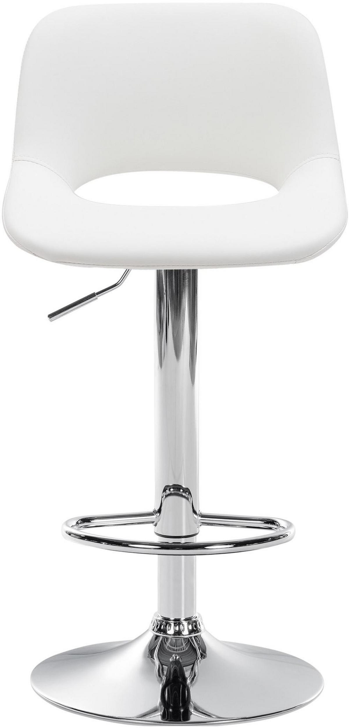BARHOCKER 2er Set Lederlook weiß - Chromfarben/Weiß, Textil/Metall (42/86/46cm) - CLP