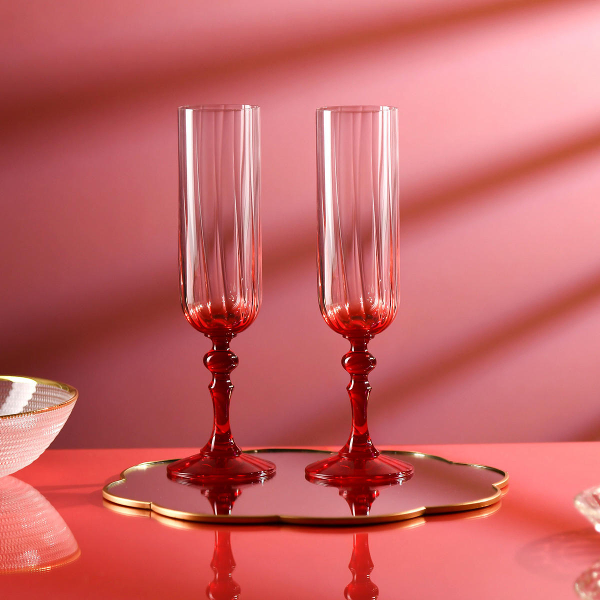 SEKTGLÄSER, 2er-Set, 200 ml - Rot, Glas (0.2L) - Krosno Glass