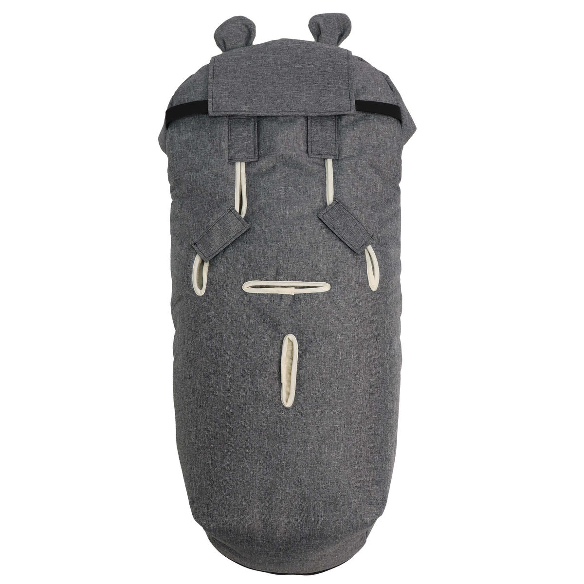 KINDERWAGENFUSSSACK XL EARS WOOL, anthracite melange - Grau, Naturmaterialien (43/93cm) - Kaiserbaby