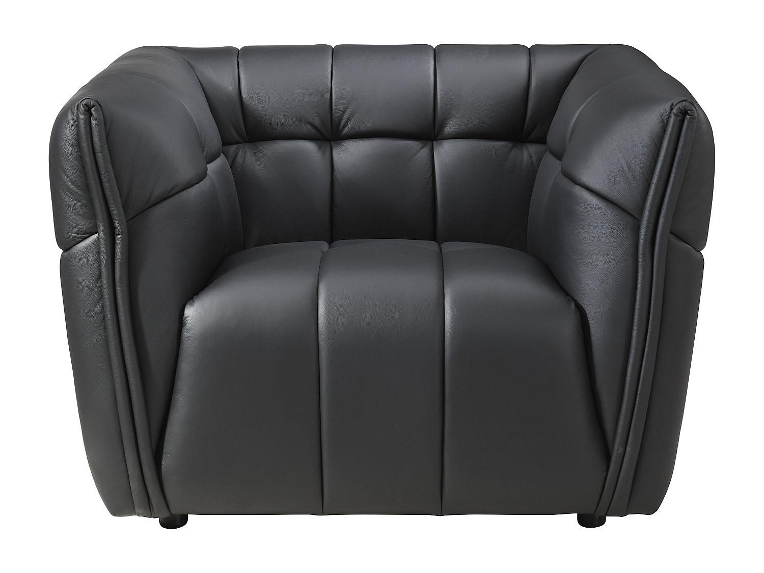 SESSEL mit gerader Rückenlehne - 1 Person - Leder - Schwarz - - Schwarz, Leder (106.5/74/92.5cm) - Vente-Unique