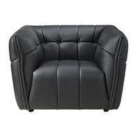 SESSEL mit gerader Rückenlehne - 1 Person - Leder - Schwarz - - Schwarz, Leder (106.5/74/92.5cm) - Vente-Unique