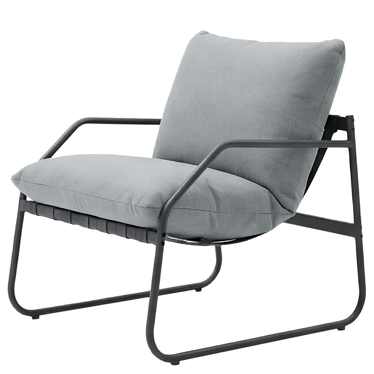 LOUNGEGRUPPE - 4-teilig - Stahl / Webstoff - Anthrazit, Glas/Textil - home24