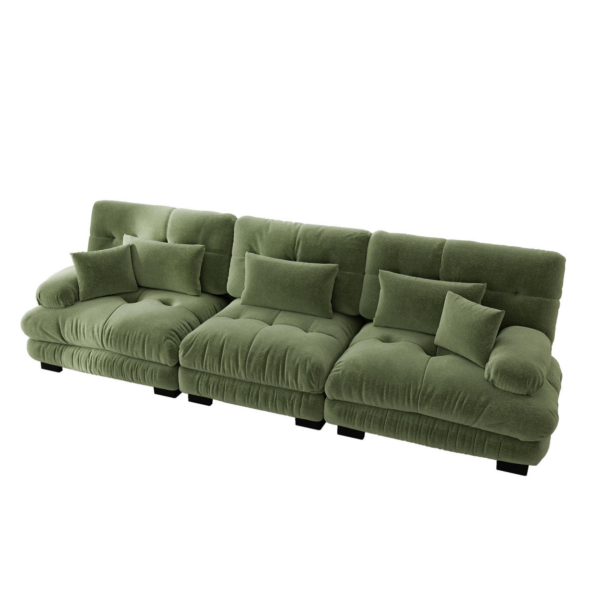 SOFA modular Chenille Grün - Grün, Kunststoff (77/81/313cm) - Meubliv