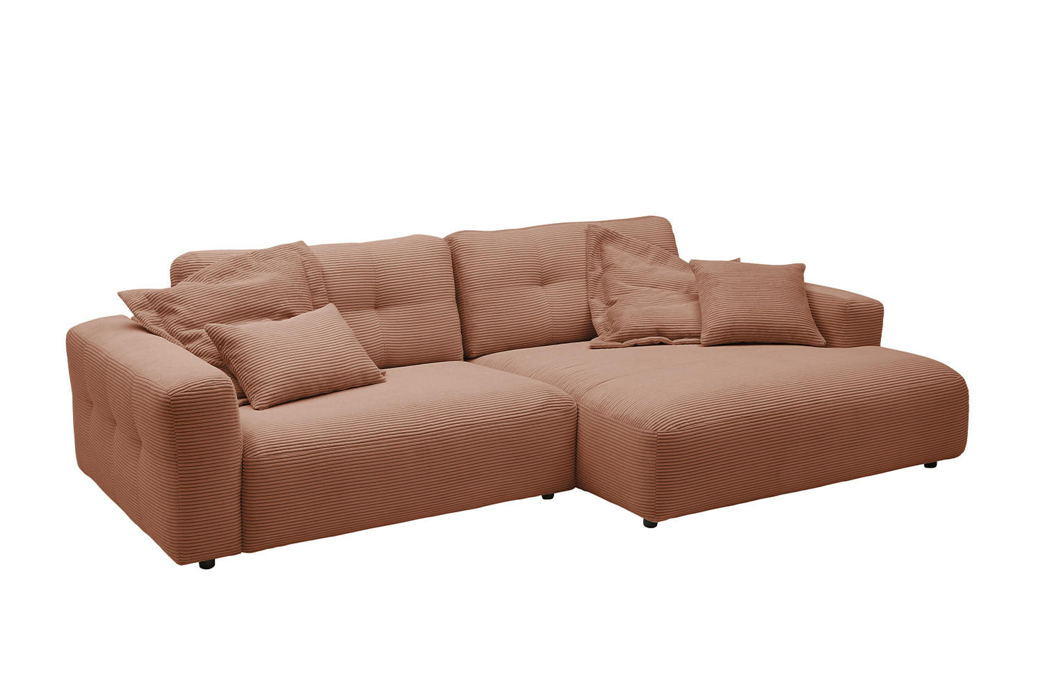 ECKSOFA XL MIKA Braun Cord - Dunkelbraun/Schwarz, Kunststoff/Textil (296/167cm) - KAWOLA