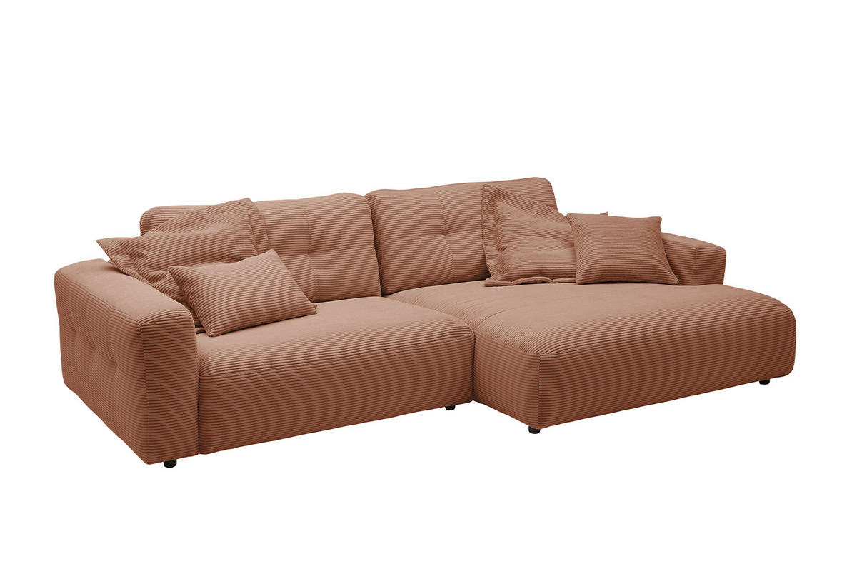 ECKSOFA XL MIKA Braun Cord - Dunkelbraun/Schwarz, Kunststoff/Textil (296/167cm) - KAWOLA
