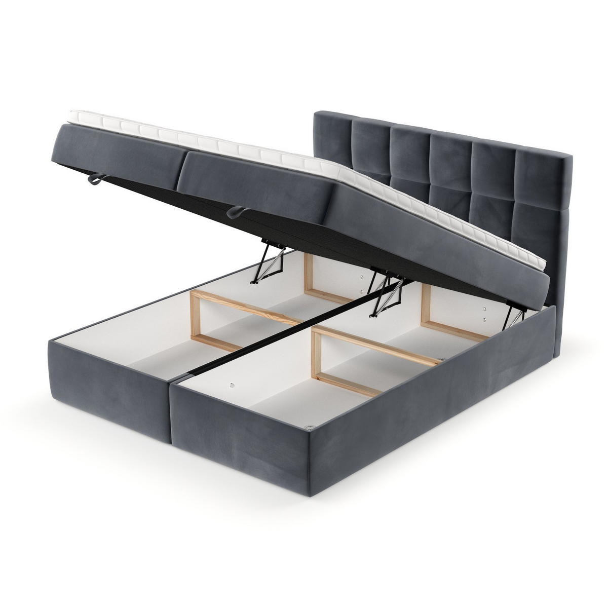 BOXBETT Savio 180/200 cm Dunkelgrau im Kronos Stoff - Dunkelgrau/Schwarz, Holz/Holzwerkstoff (180/200cm) - AltaBeds