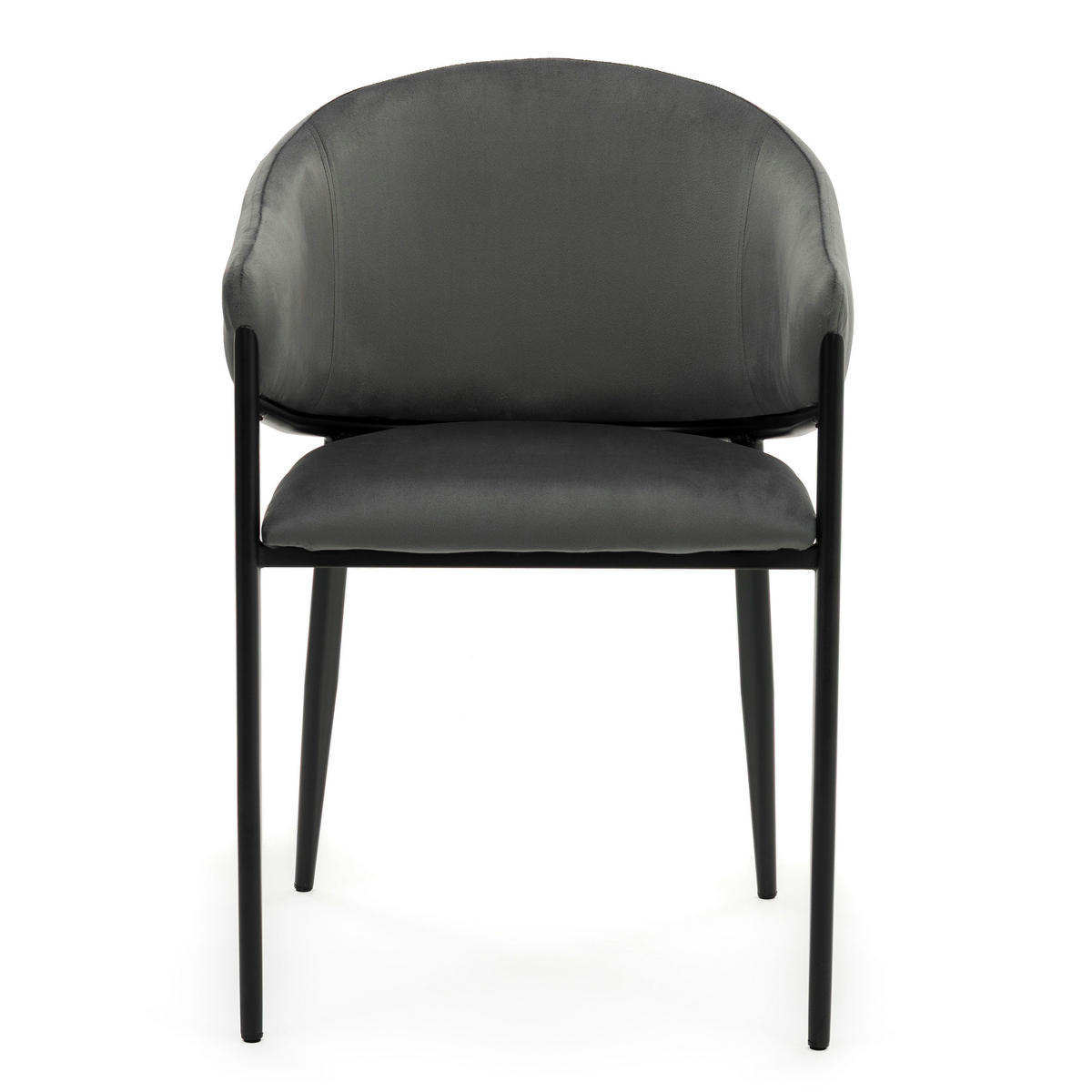 STUHL BUENO gespolsterter - grau - Glamour Velour Samt - Schwarz/Grau, Textil/Metall (57/81/59cm) - NEW HOME