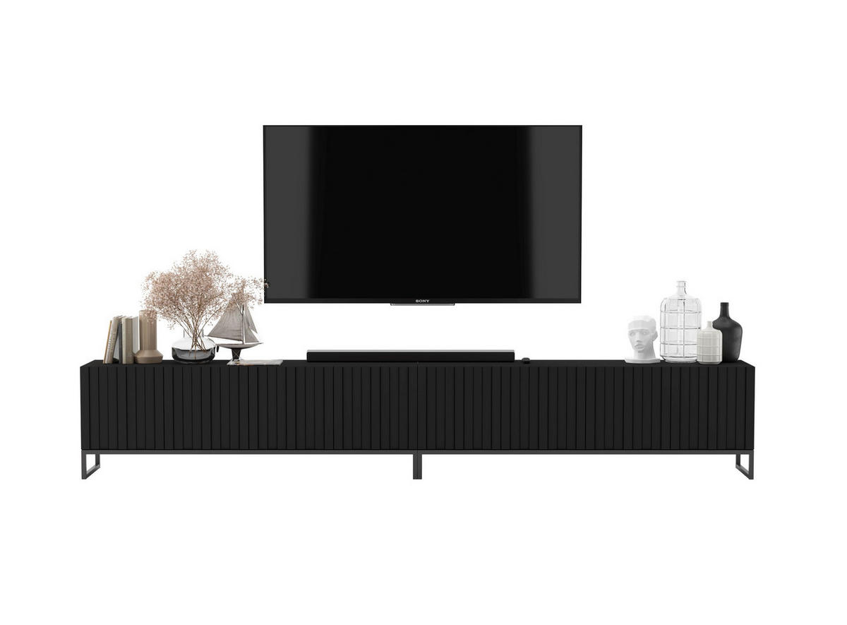 TV-LOWBOARD 2er-Set Elpis Schwarz matt mit schwarzem Metallrahmen 150 cm - Schwarz, Holzwerkstoff/Metall (300/51.5/36.5cm) - Meble Lindner