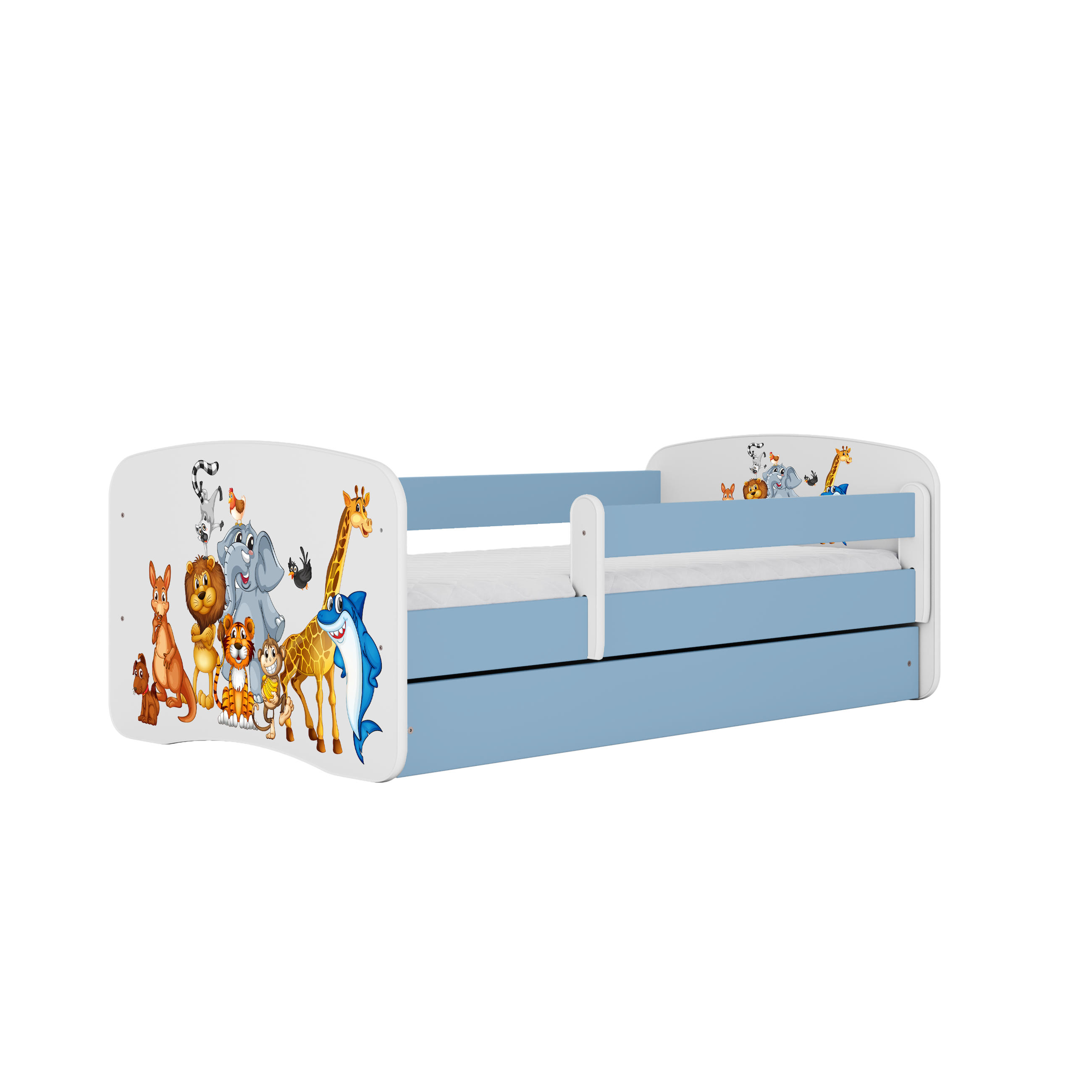 KINDERBETT Tiere mit Schublade 160/80 90/61/164 - Blau, Holzwerkstoff (80/160cm) - RAUMHIRSCH FURNITURE