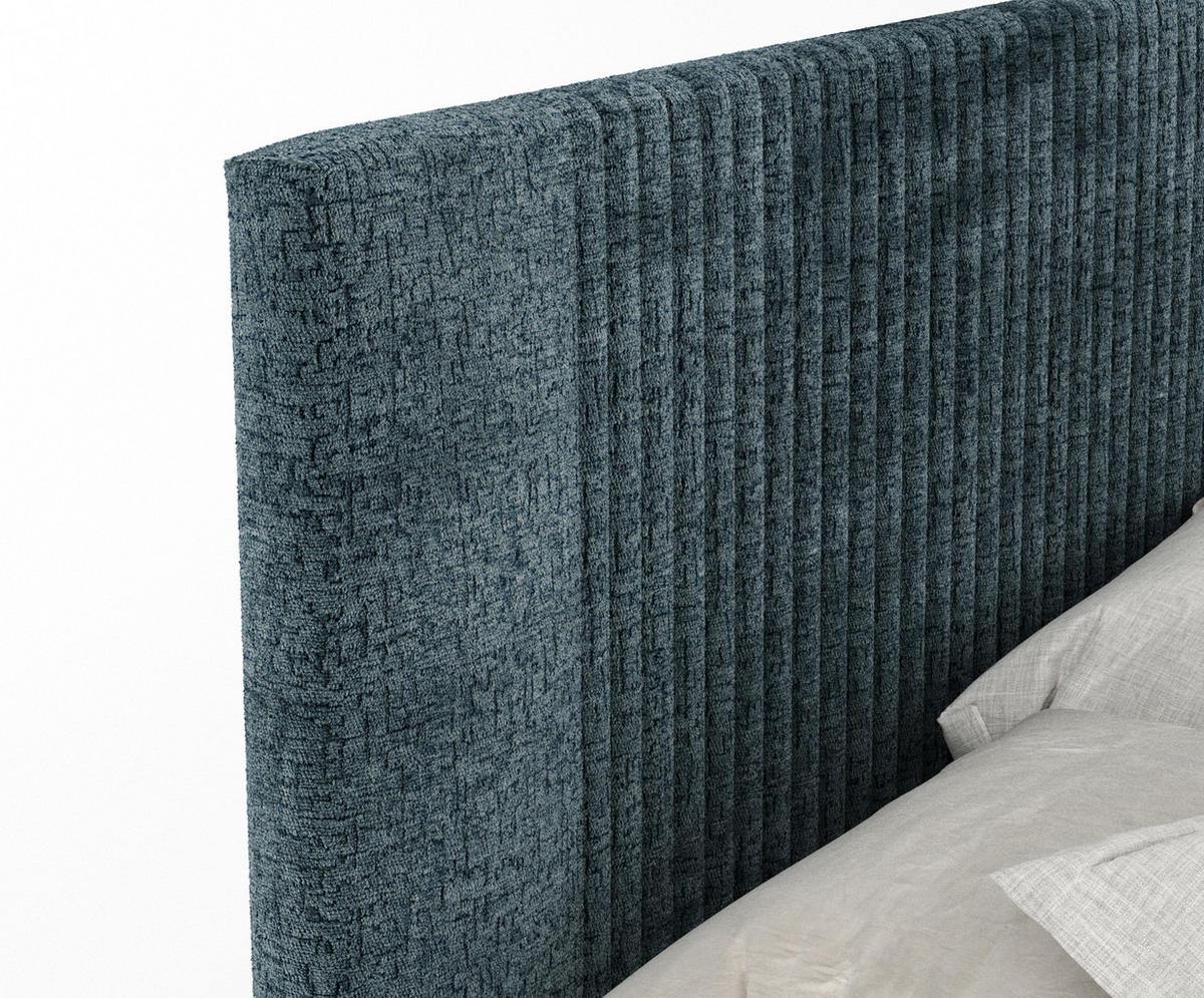 BOXSPRINGBETT Bergamo Blau 200/200 cm - Blau/Schwarz, Holz/Holzwerkstoff (200/200cm) - Maison de Reve