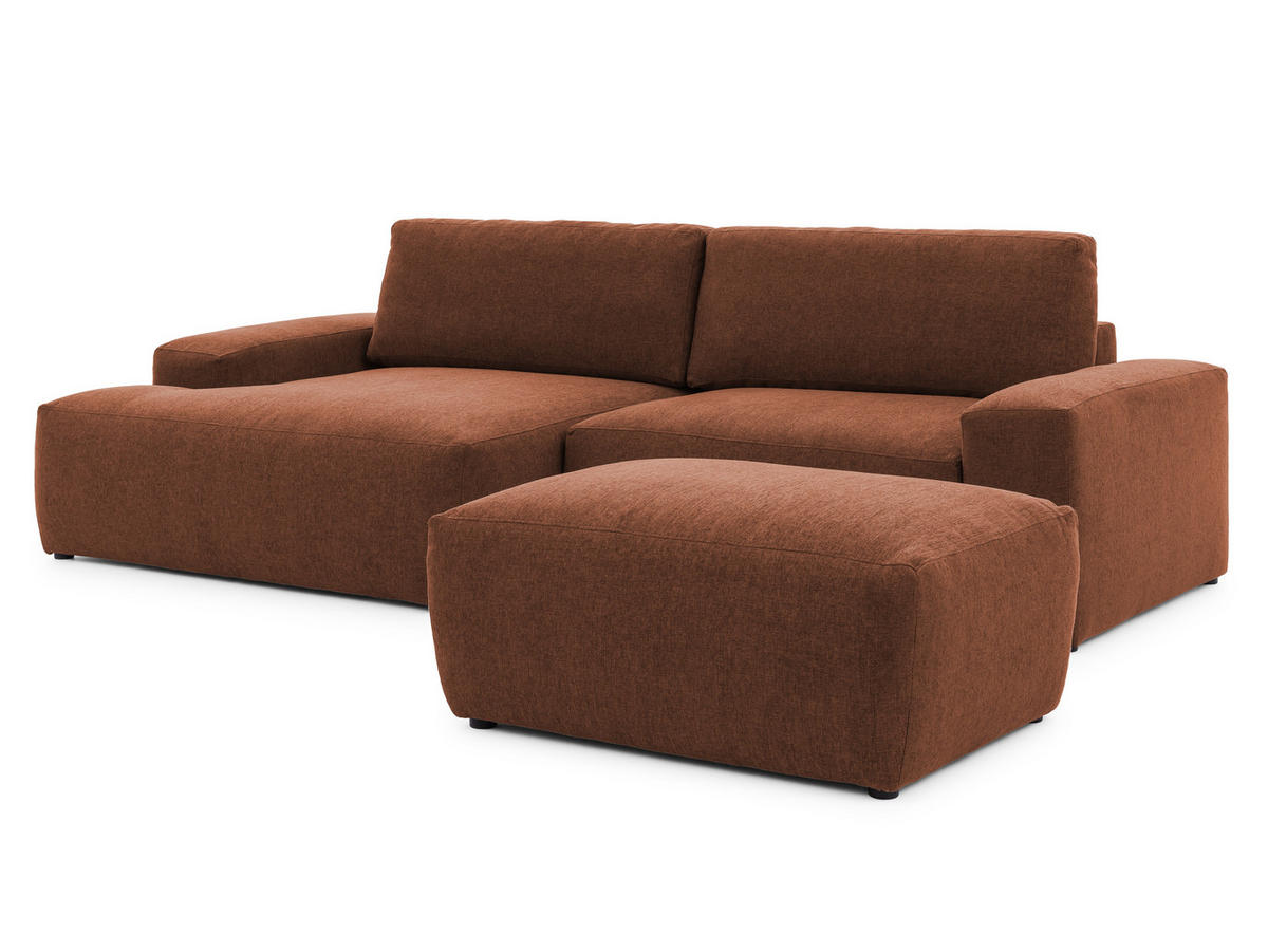 HOCKER Lennon aus Braun Strukturstoff mit vielseitiger Nutzung - Schwarz/Braun, Holz/Kunststoff (102/42/76cm) - S-Style