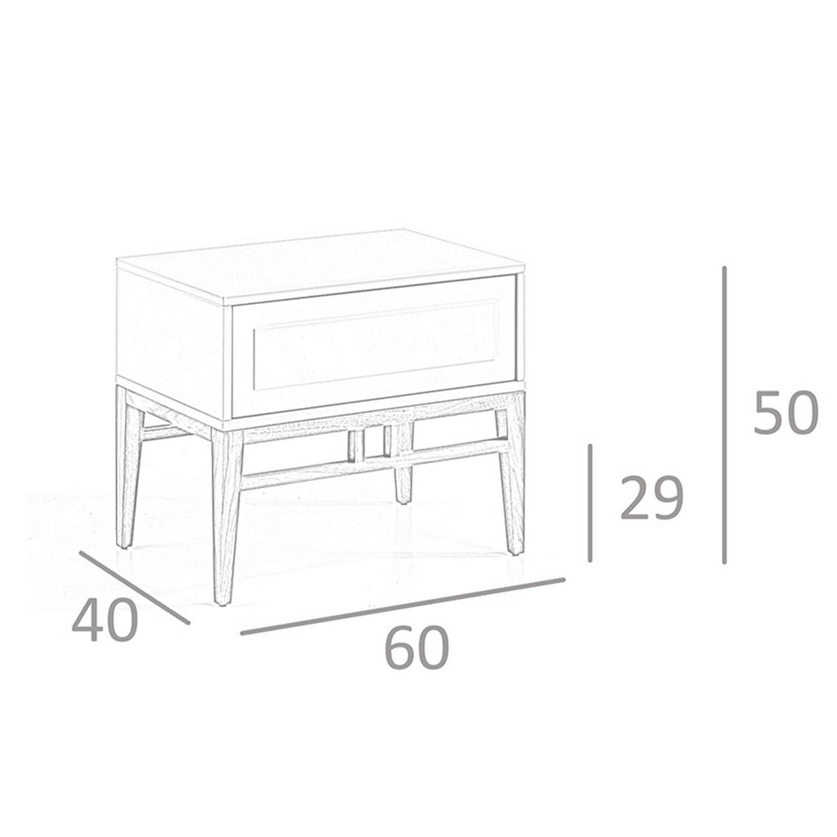 NACHTTISCH in Beige und Walnussholz - Beige/Multicolor, Holz/Holzwerkstoff (60/50/40cm) - ANGEL CERDA