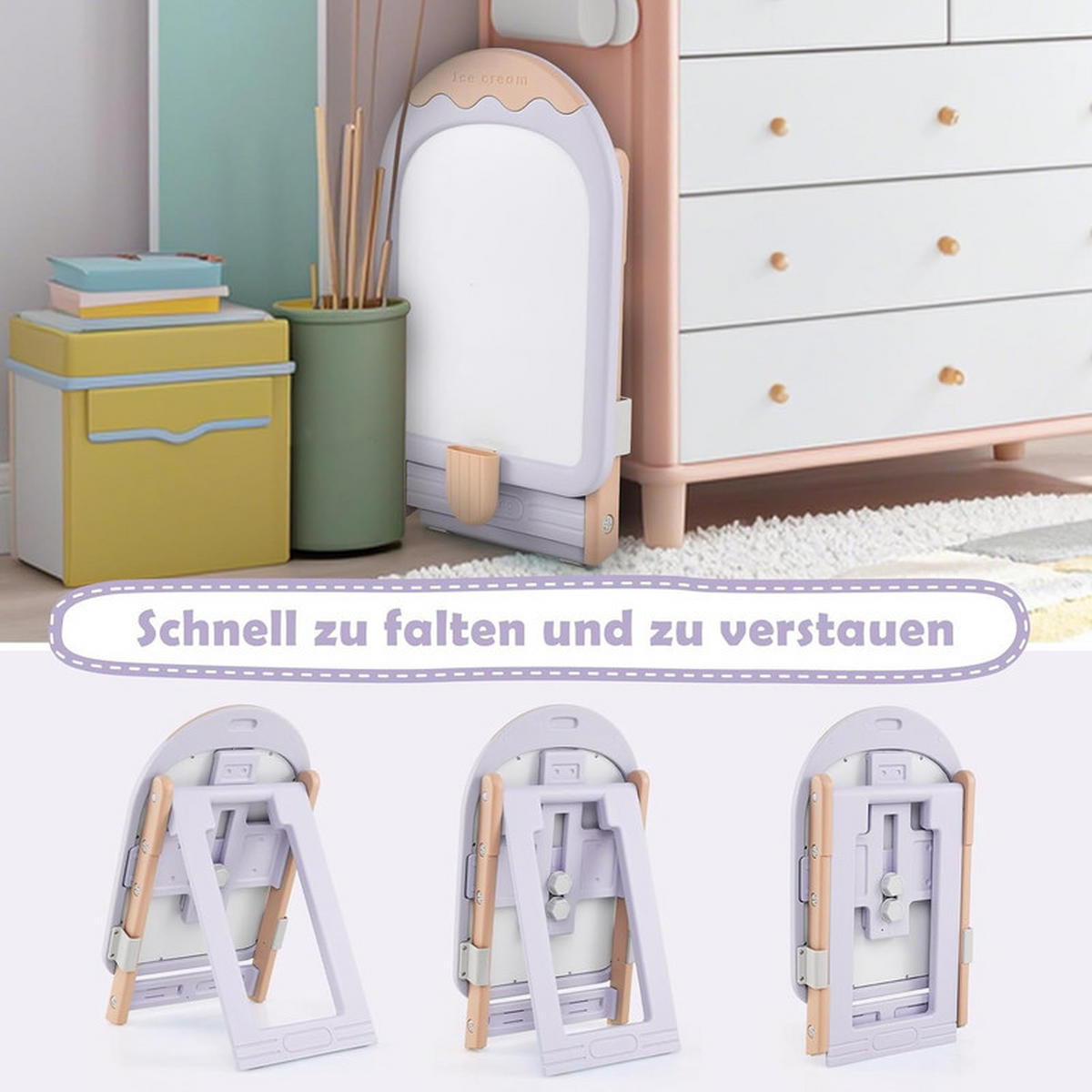 KINDERSCHREIBTISCH mit Bücherregal grau(2-tlg) - Grau, Metall (71/52/49cm) - COSTWAY