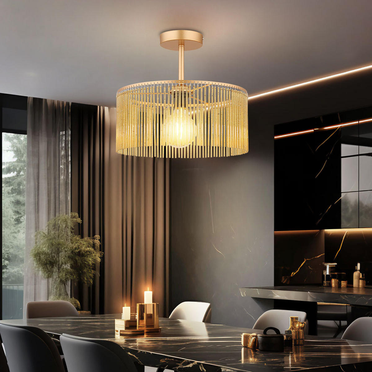 LED DECKENLEUCHTE Leeds Gold - Goldfarben, Metall (35/35/32cm) - Nowa