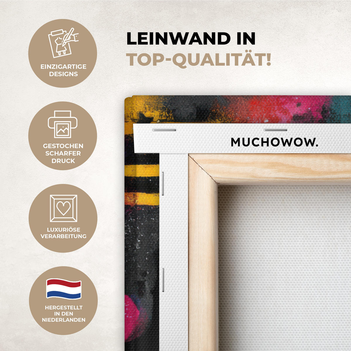 LEINWANDBILD Farbflächen - Formen - Bunt - Abstrakt Wanddeko 90x60 cm - Pink, Textil (90/60cm) - MuchoWow