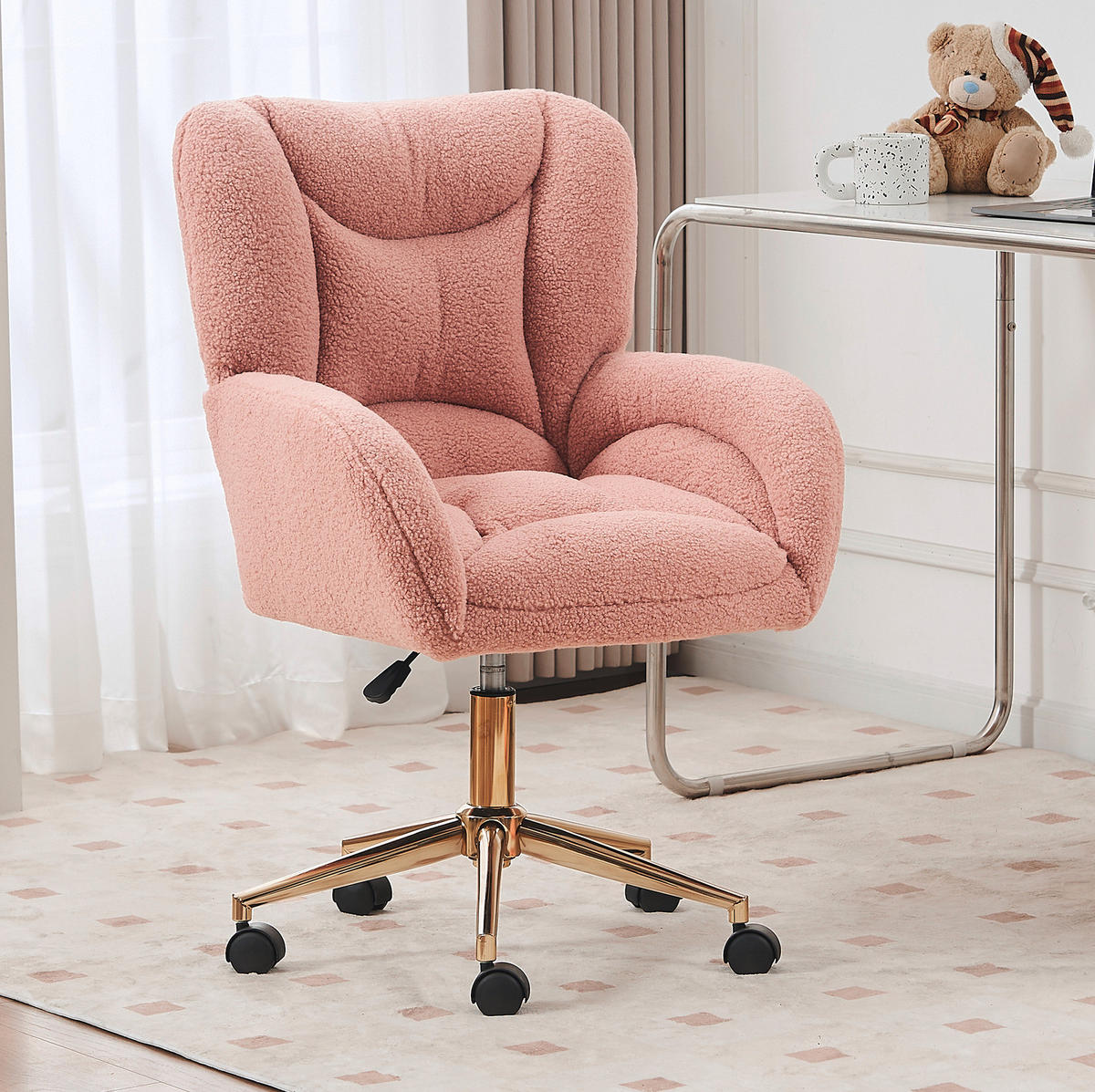 DREHSTUHL höhenverstellbar 64 x 62 x 92,5 cm Teddy Pink - Pink, Kunststoff (62/92.5/64cm) - Meubliv