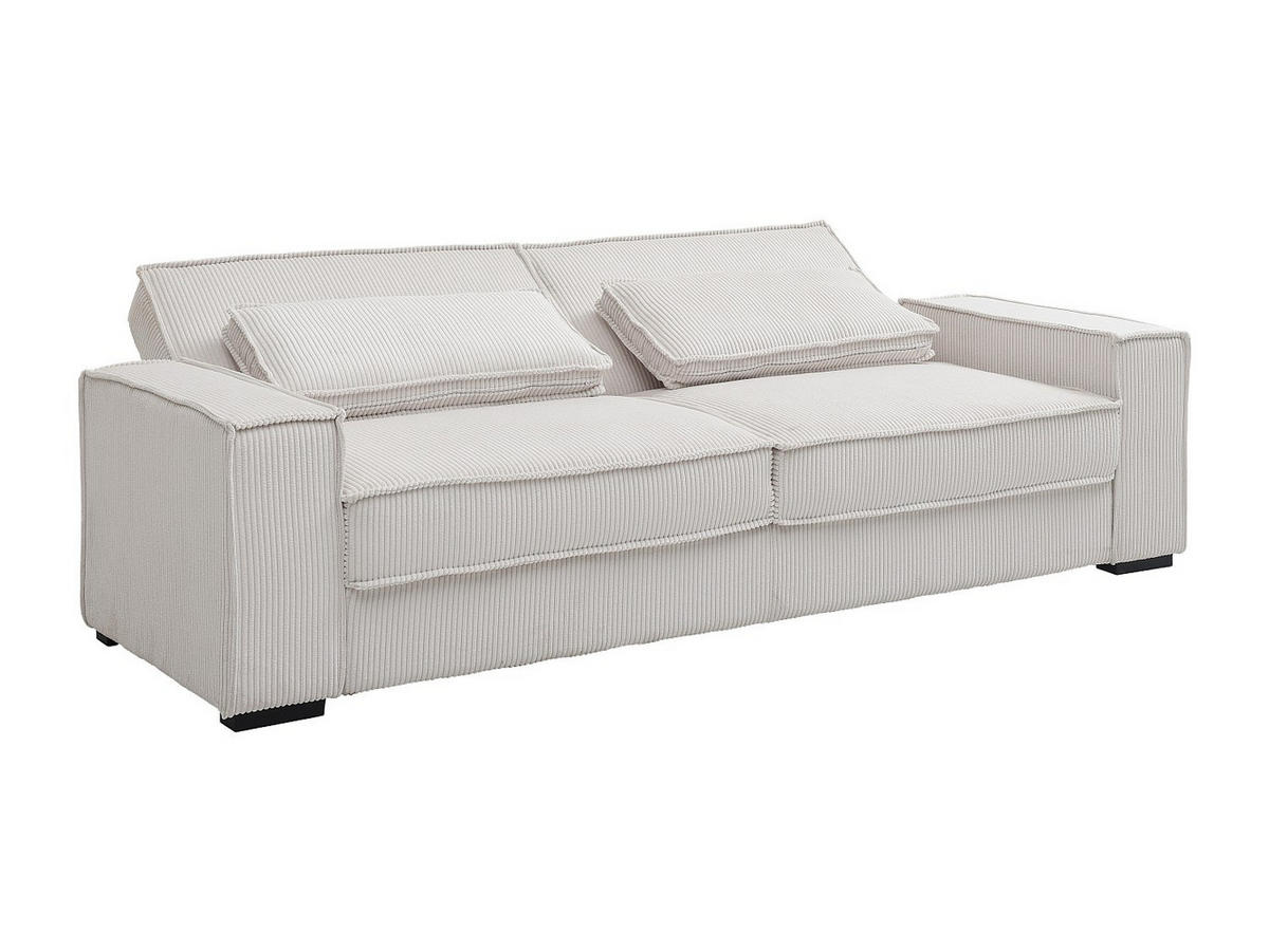 SCHLAFSOFA - 3 Personen - Samt - Beige - Beige, Textil (230/90/95cm) - Vente-Unique