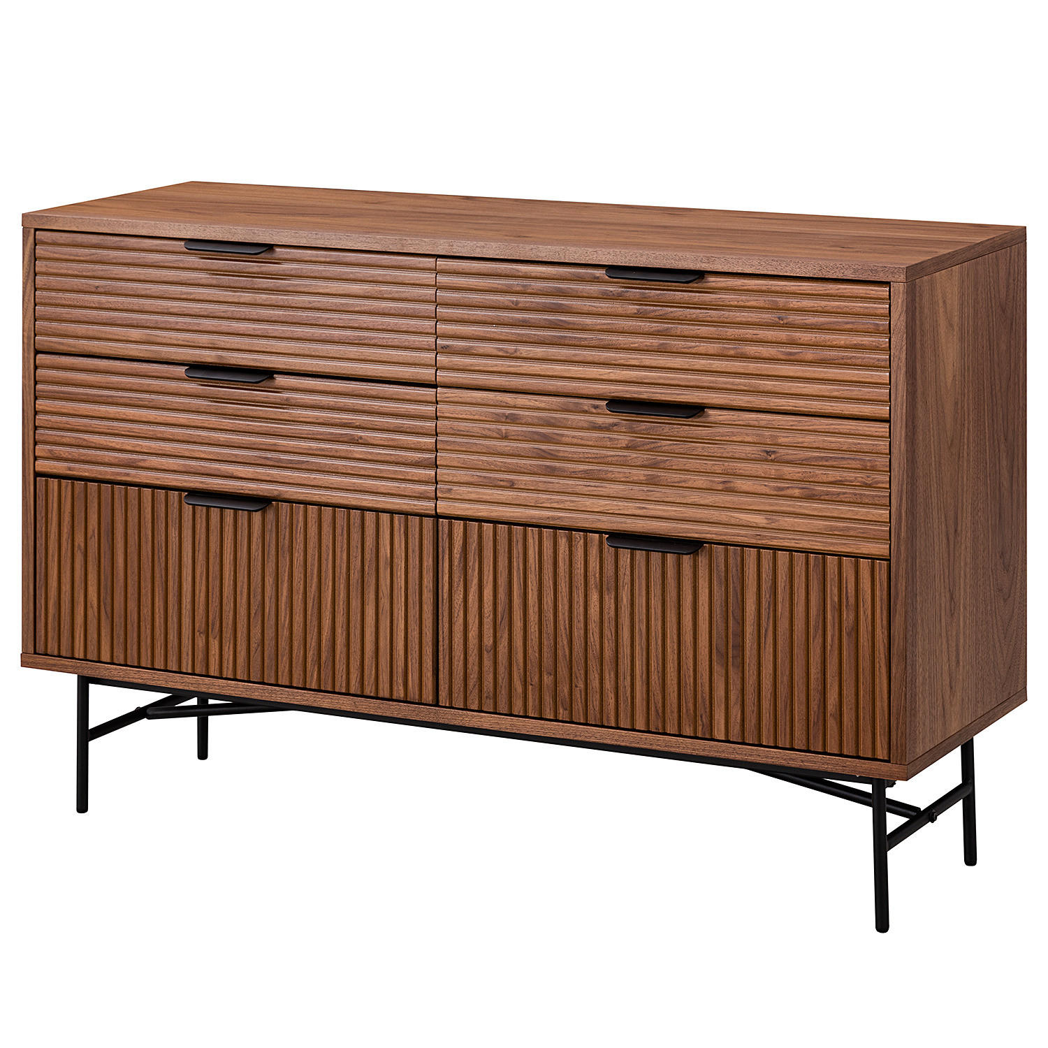 SIDEBOARD - MDF / Metall - Walnussfarben/Schwarz, Holzwerkstoff/Metall (120/80/40cm) - home24