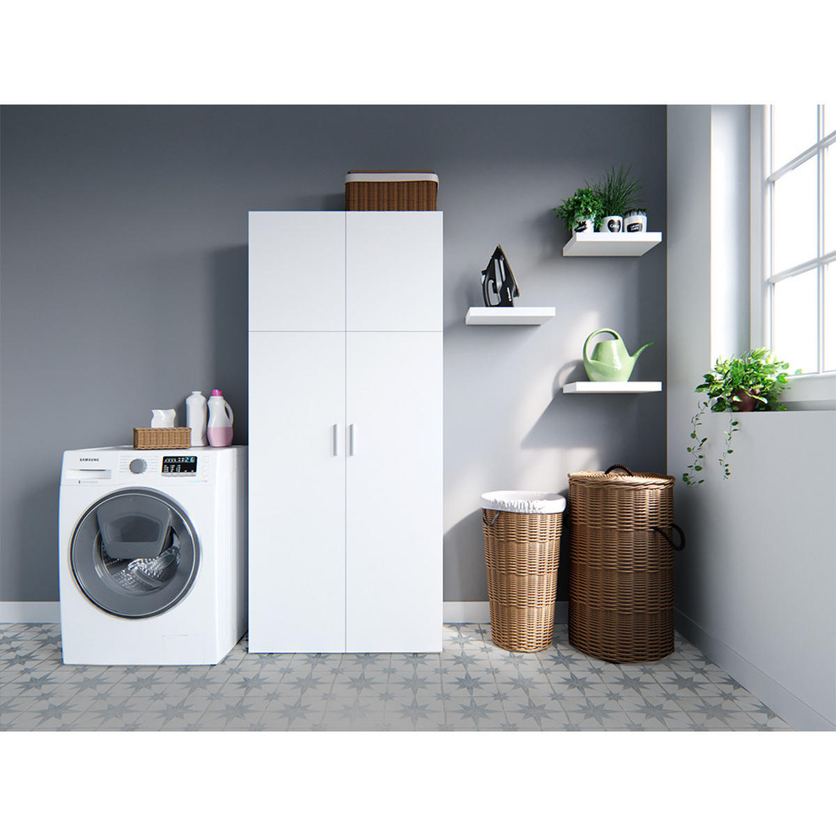 AKTENSCHRANK Ingo Weiß 80 x 182.4 cm - Weiß, Holzwerkstoff (80/182.4/37cm) - Vicco