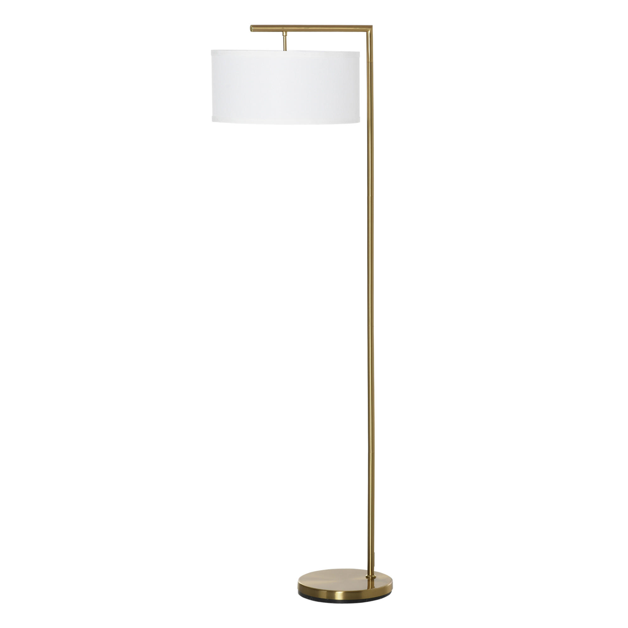 STEHLAMPE, Metall, Leinen, Gold+Weiß - Multicolor, Metall (47/37/153cm) - HOMCOM