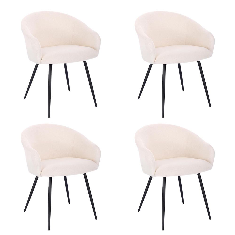 ESSZIMMERSTUHL CELESTE - 4, Bouclé Weiß - Weiß, Kunststoff (60/77/60cm) - Home Deluxe