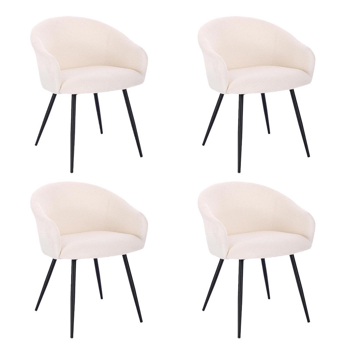 ESSZIMMERSTUHL CELESTE - 4, Bouclé Weiß - Weiß, Kunststoff (60/77/60cm) - Home Deluxe