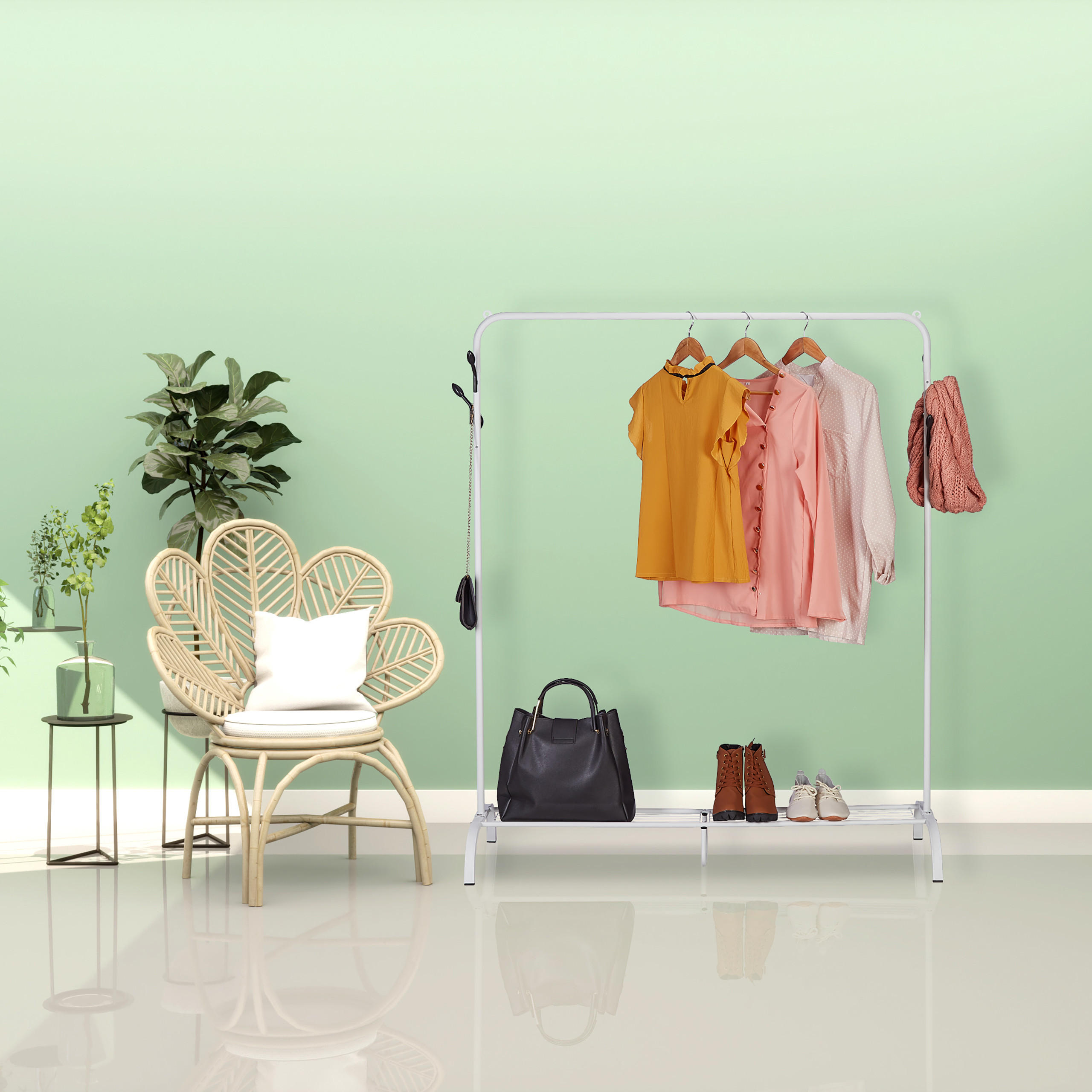 KLEIDERSTÄNDER - Weiß, Kunststoff/Metall (132/145/44cm) - Relaxdays