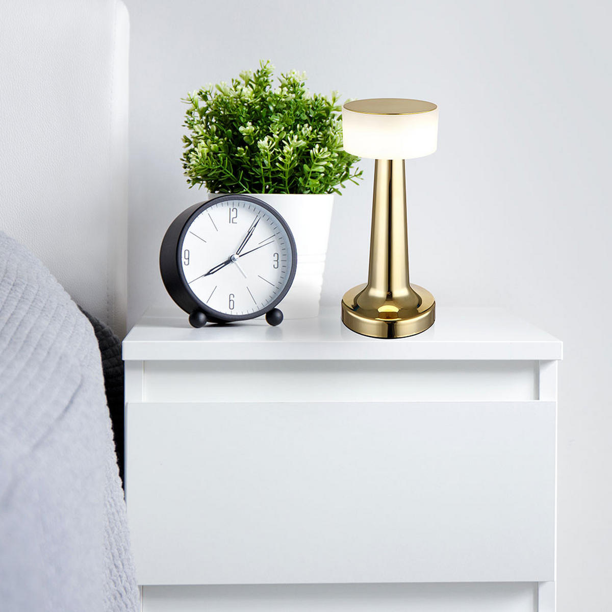 LED TISCHLEUCHTE Messing Opal - Messingfarben, Kunststoff (9.5/9.5/21.5cm) - Globo Lighting