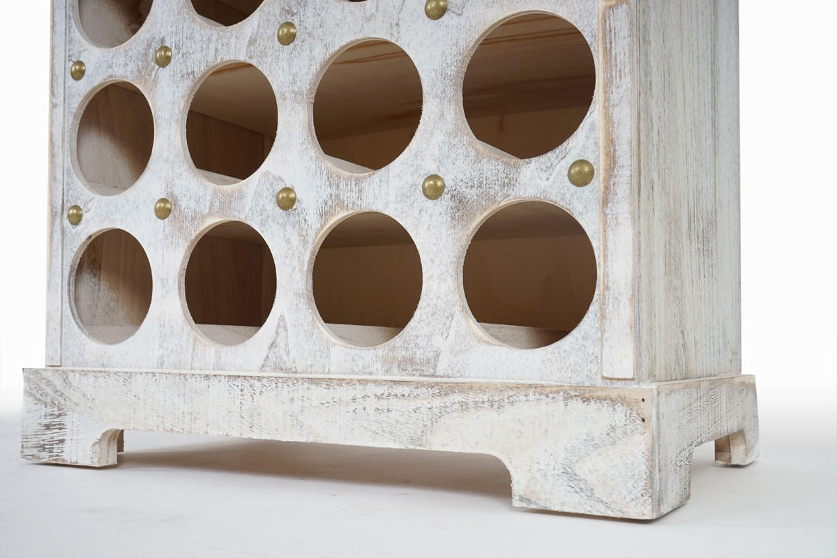 WEINREGAL mit Schublade und Truhe Flaschenregal für 20 Flaschen 94x48x31cm Shabby-Look, Vintage Weiß - Weiß, Holz (48/94/31cm) - BERLINLODGE